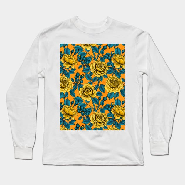 Yellow roses Long Sleeve T-Shirt by katerinamk